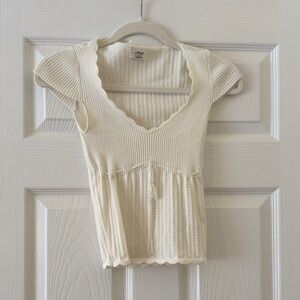 Aritzia Cream Knit Blouse